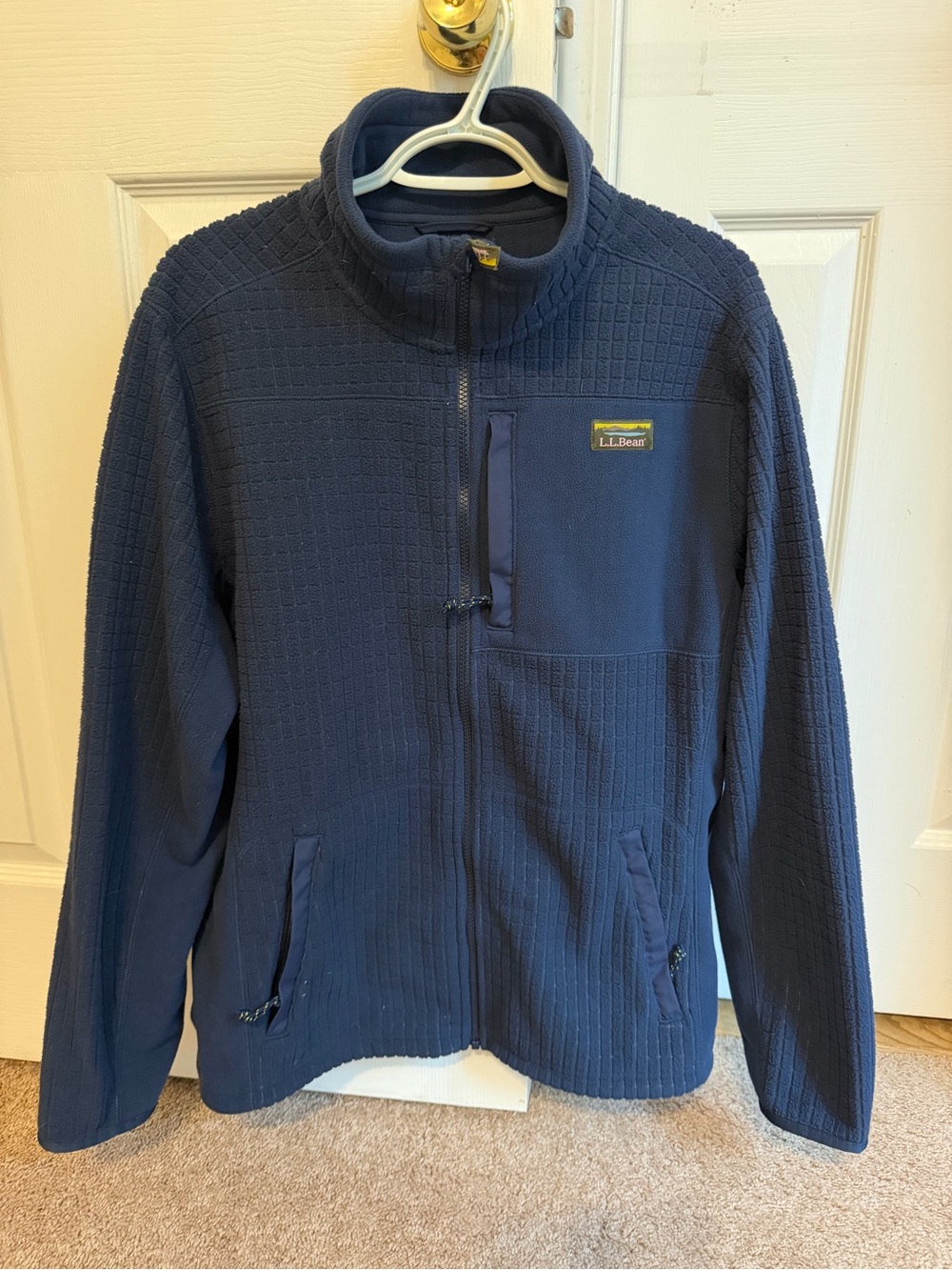 L.L. Bean Men's Dark Blue Full-Zip Textured Fleece Jacket